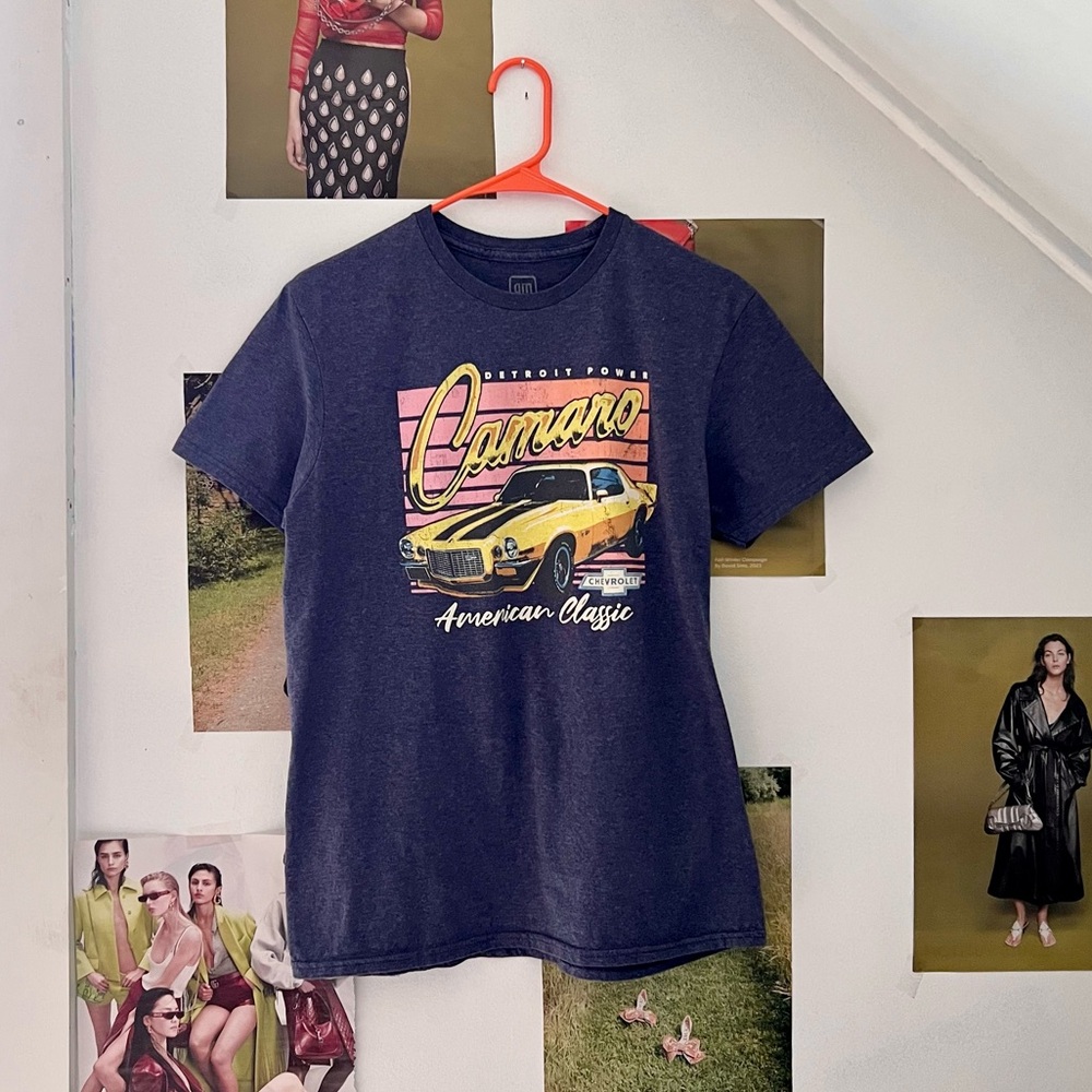 GM Official Camaro Retro Graphic Car T-Shirt Tee Unisex American Classic Tops